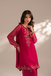 2 Piece Chiffon Embroidered Suit (FS0083)
